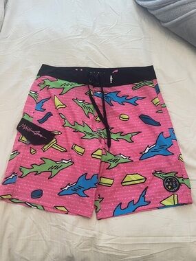 Maui and Sons Pink Shark Graphic Board Shorts